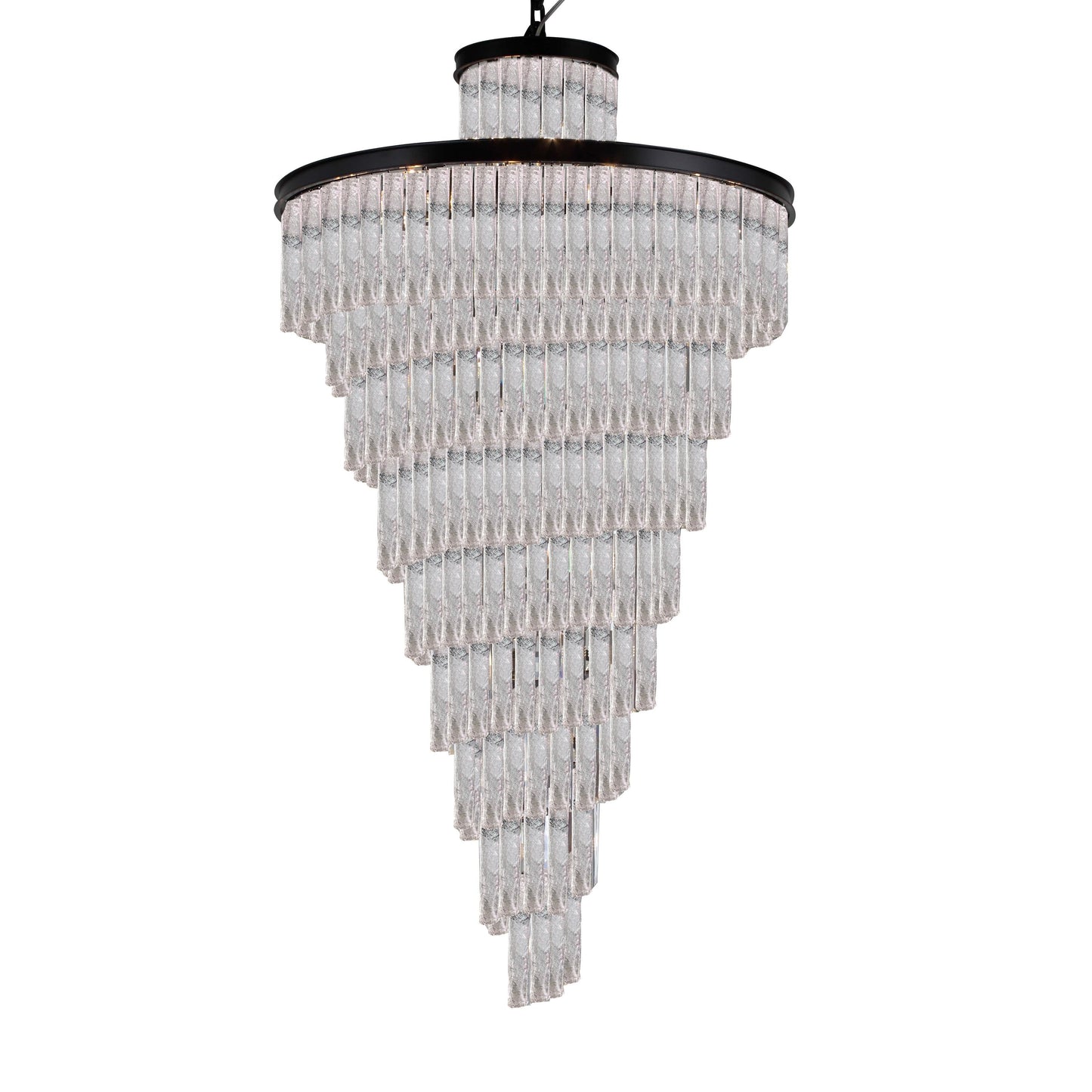 Seline Spiral Tiered/ Layered Cracked Textured Glass Chandelier