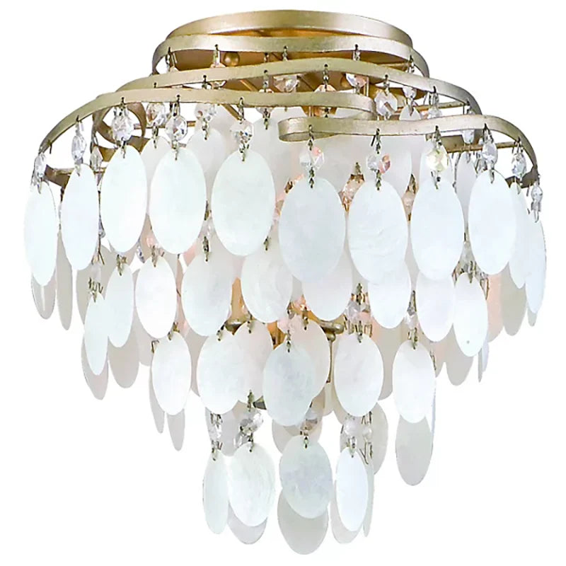 Dolce Shell With Crystal Round Flushmount