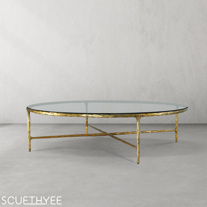 Thaddeus Glass Round Coffee Table 36" 55"