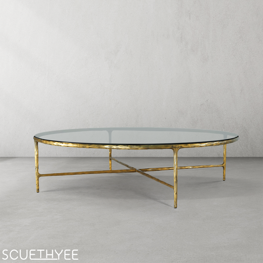 Thaddeus Glass Round Coffee Table 36" 55"