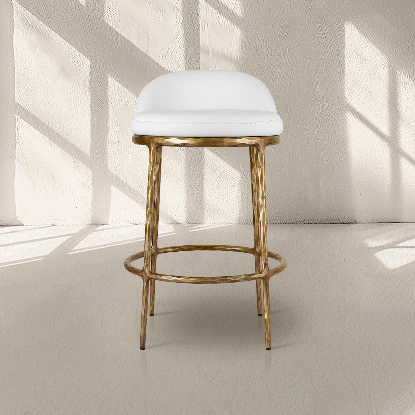 Thaddeus Leather Bar Swivel Counter Stool & Barstool